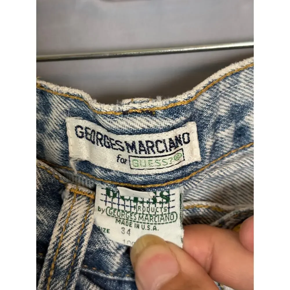 Vintage 80s Guess Georges Marciano Men’s Acid Wash Tapered Jeans USA Sz 34